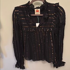 Farm Rio metallic black blouse
